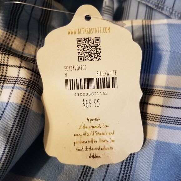 Altar'd State Women's Size M Blue White Check Spaghetti Strap Bodycon Mini Dress - Picture 4 of 7